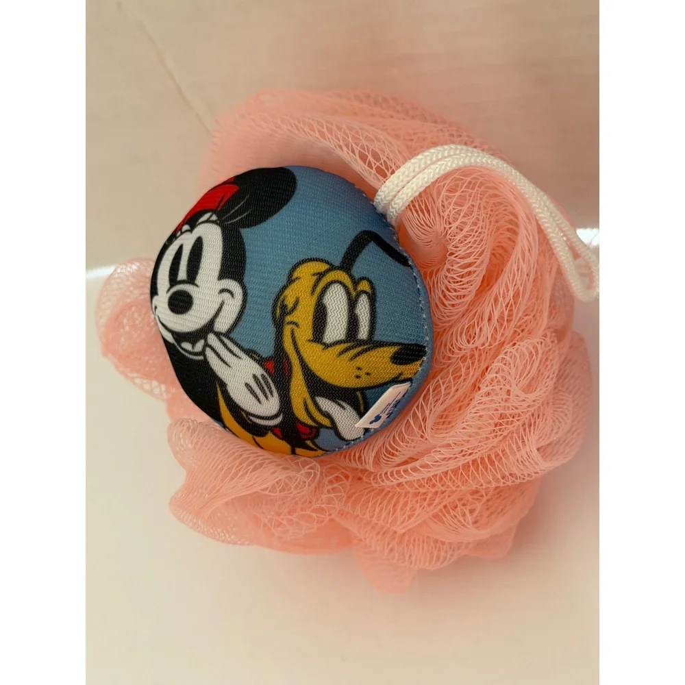 Disney Minnie Mouse Bath Pouf Set Red Pink Daisy Duck Pluto Loofah 2 Pack NEW